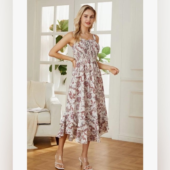 Grace Karin Floral Print Cream Dress size L - Picture 4 of 12